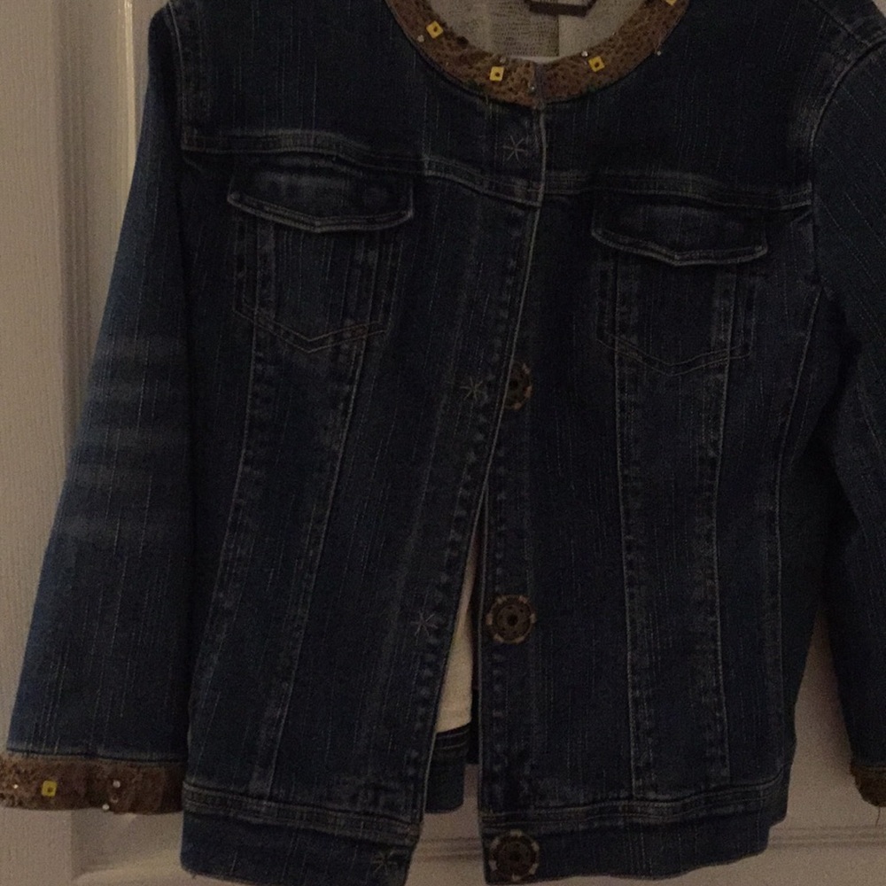 Beautiful beaded Jean Jacket .